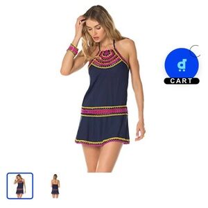 BECCA Navy Crochet Accent Swim Coverup